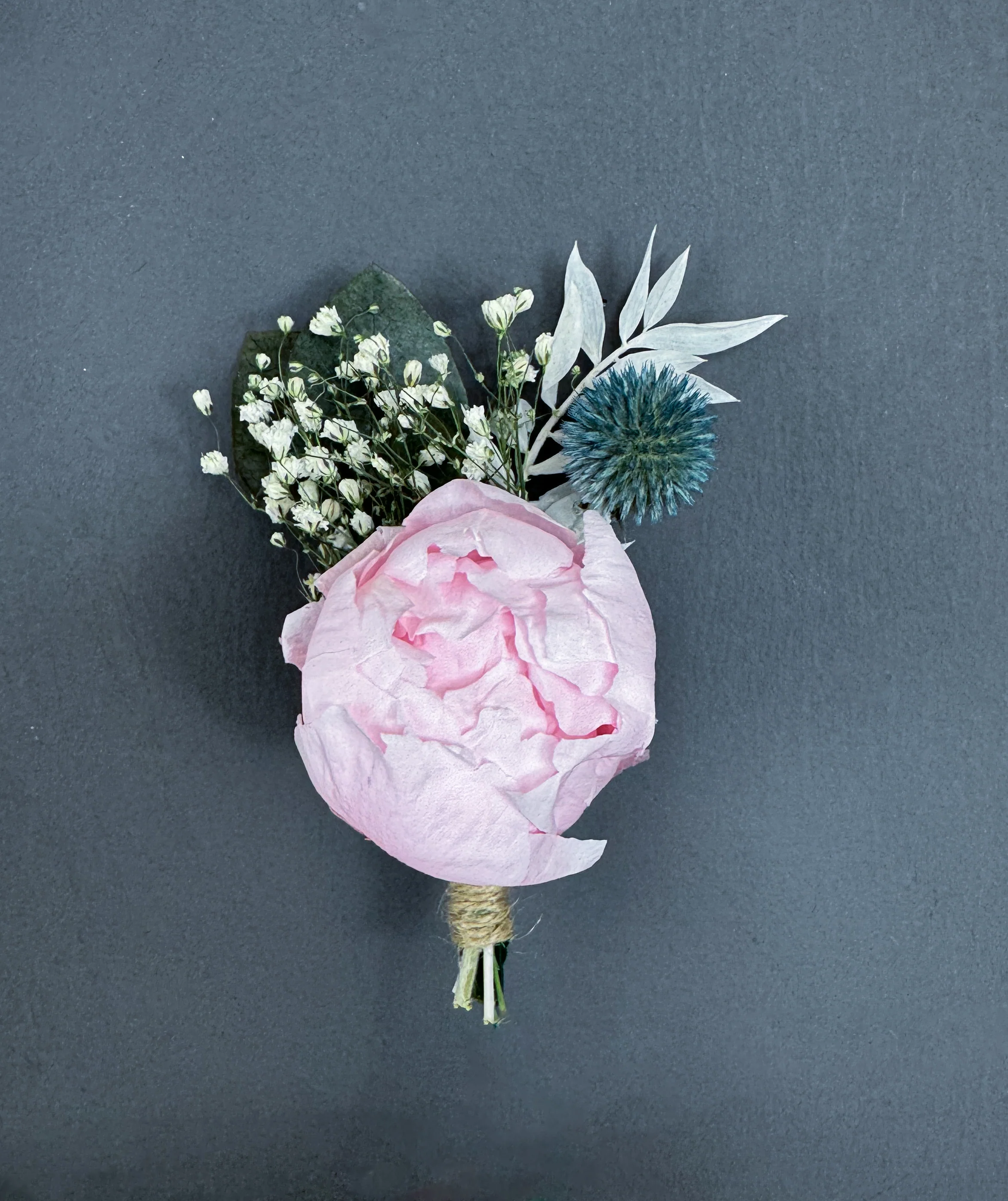 Peony dried flower buttonhole