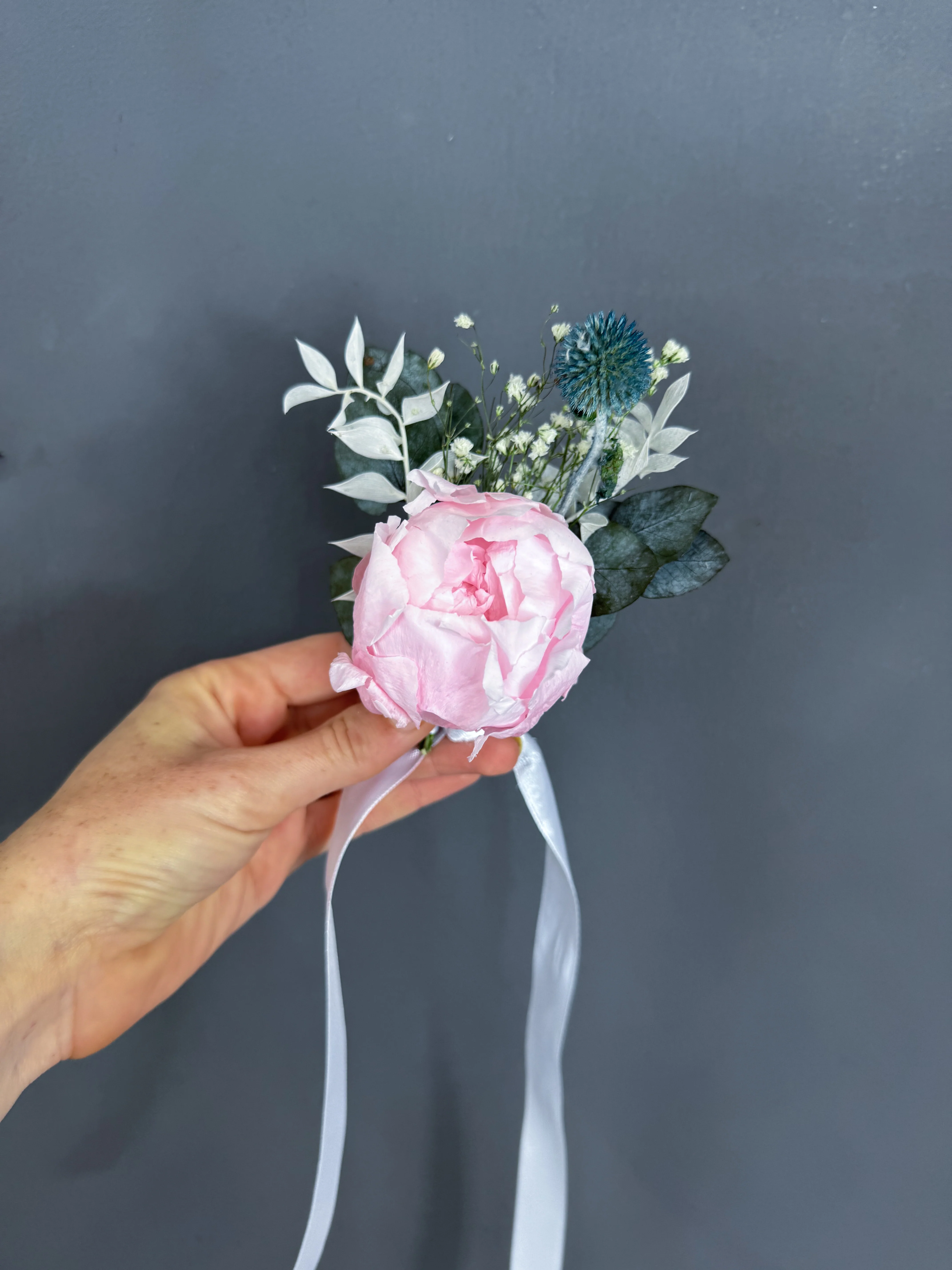 Peony wrist corsage